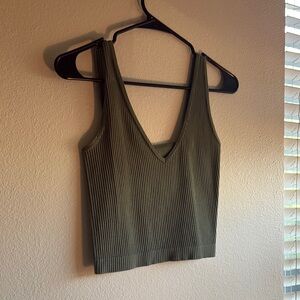 Free People Deep Green Ribbed Tank Top